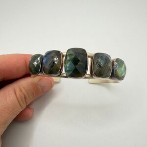 Stunning DTR Jay King faceted , checkerboard, labradorite cuff bracelet in 925!